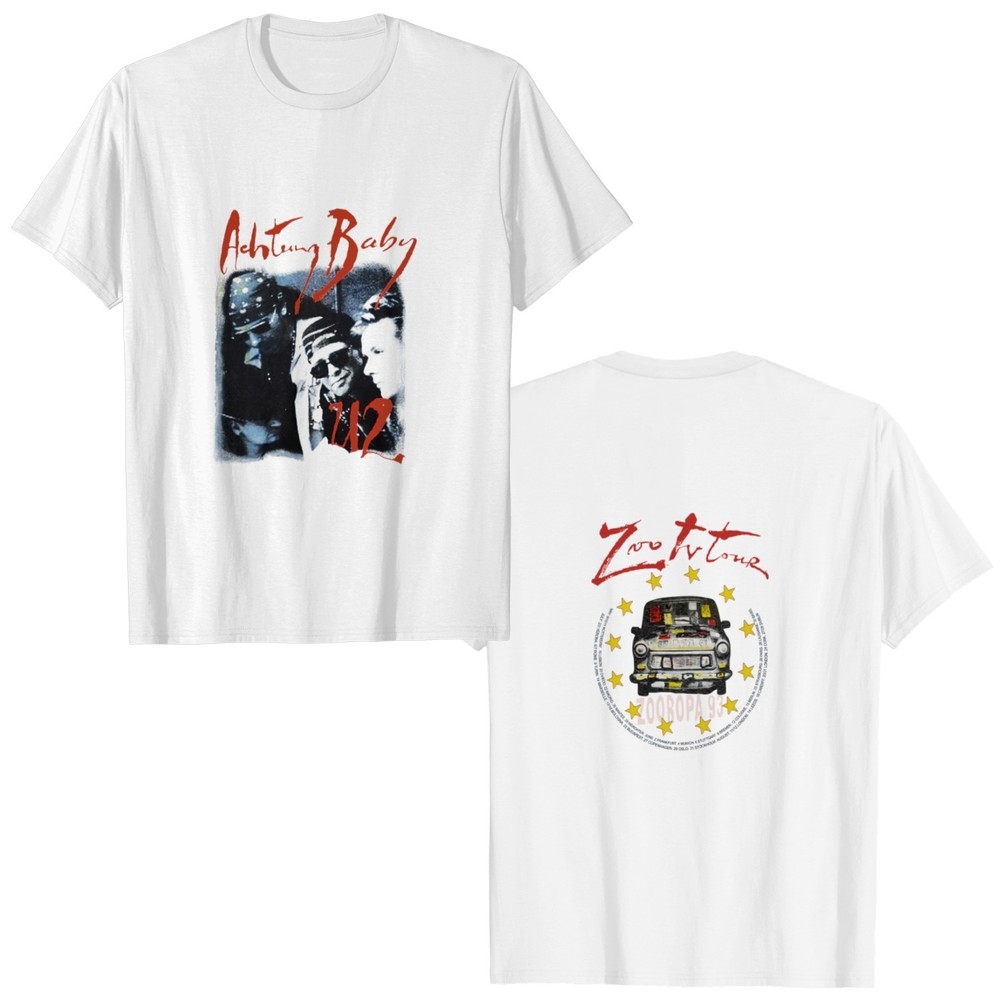 1993 U2 Achtung Baby Zooropa Album Promo Tshirt U2 Rock Band 2 Sided Tshirt - Picture 1 of 4